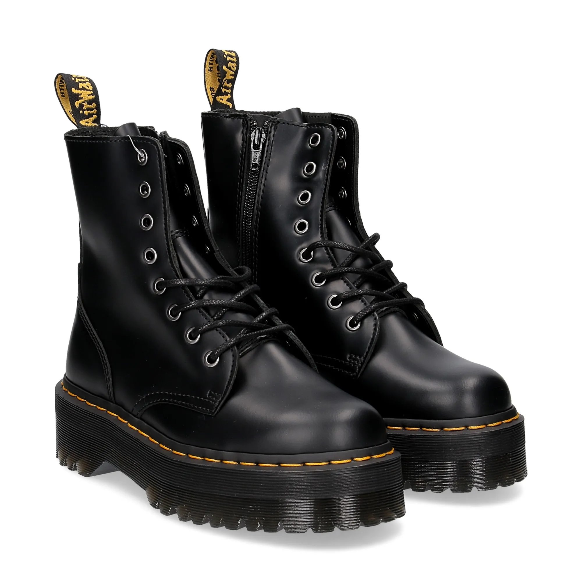 Dr. Martens Anfibio Jadon Black polished smooth - Al Siletto | Al Siletto