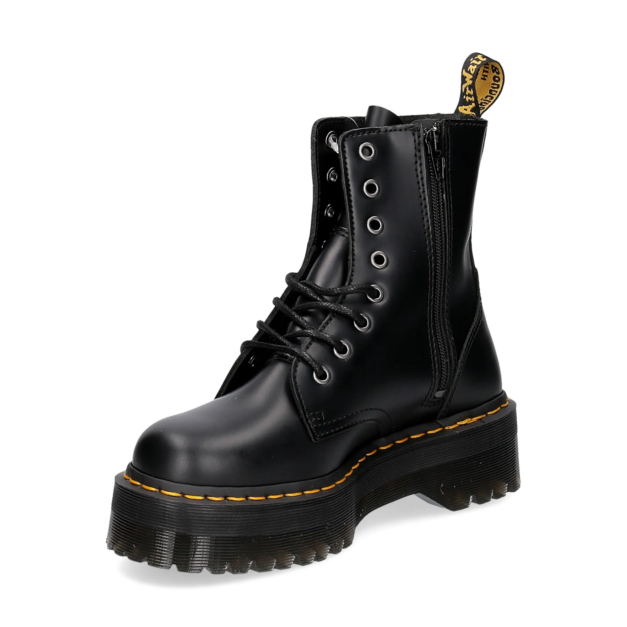 Dr. Martens Anfibio Jadon Black polished smooth - Al Siletto | Al Siletto