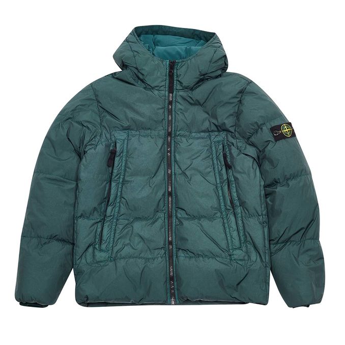 DYED NYLON CRINKLE DOWN JACKET Kids Green petrol