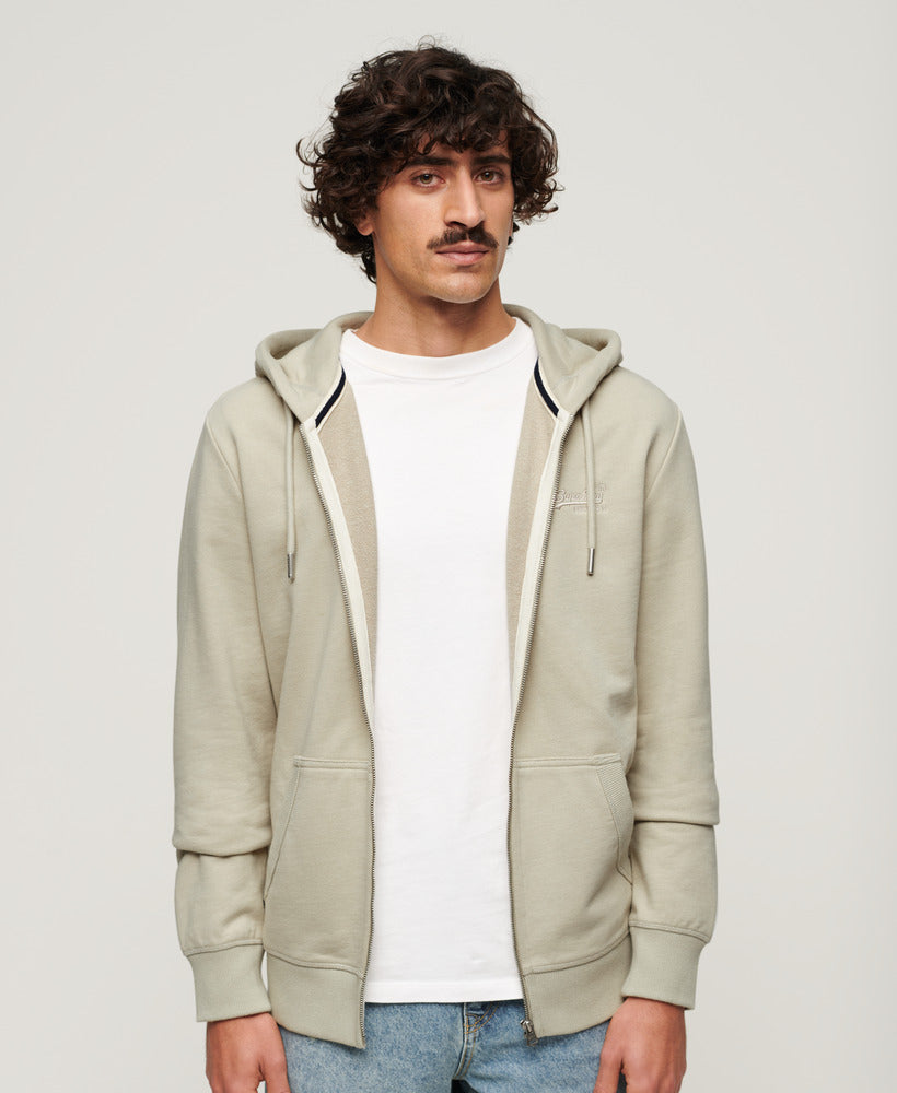 Essential Logo Zip Hoodie | Light Stone Beige