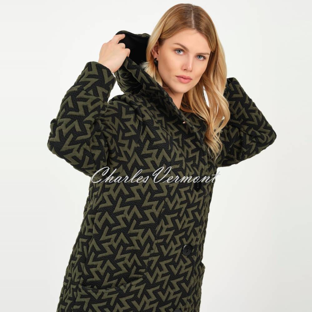 EverSassy Abstract Jacquard Hooded Coat - Style 12803