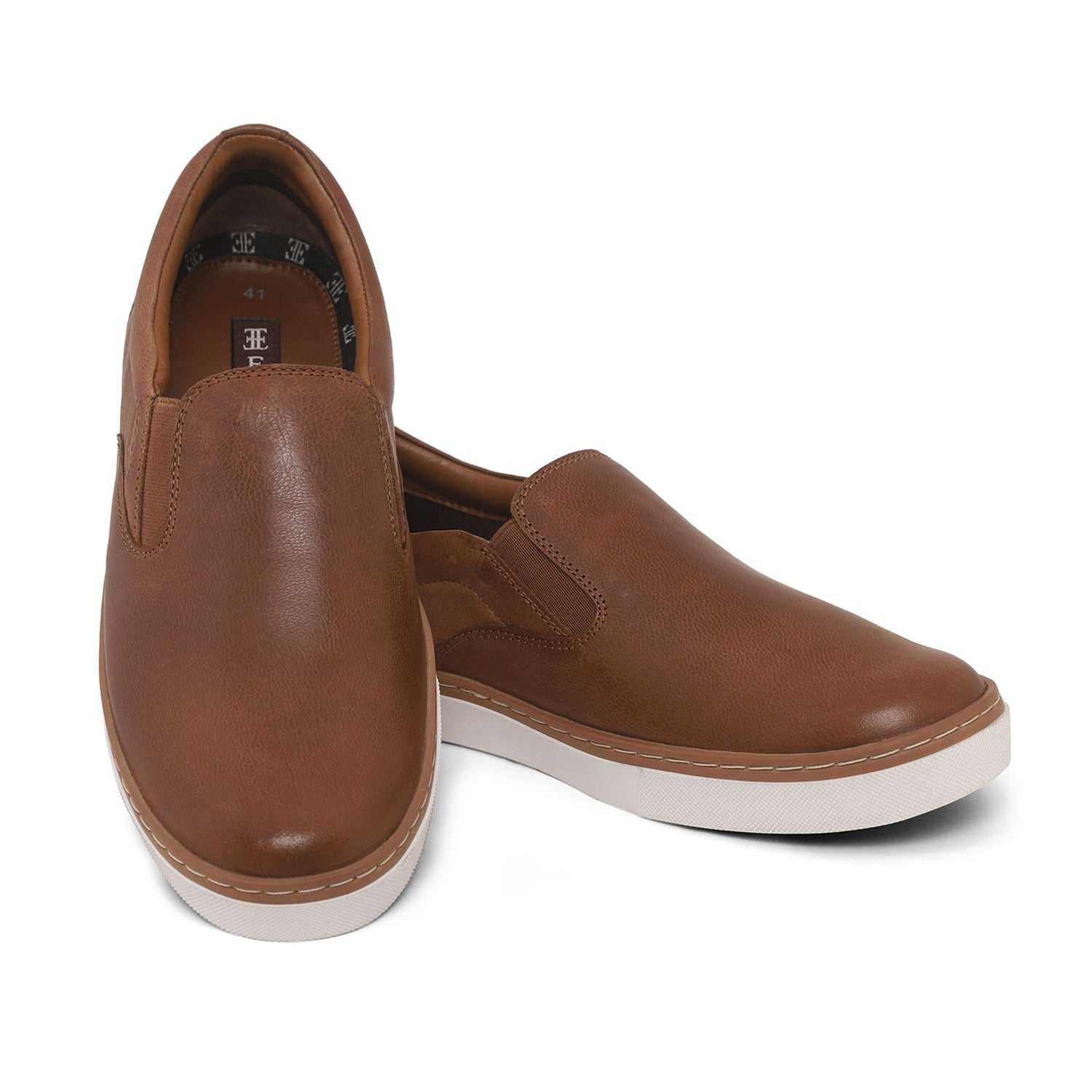 Ezok Mens Tan Slip-On Sneakers