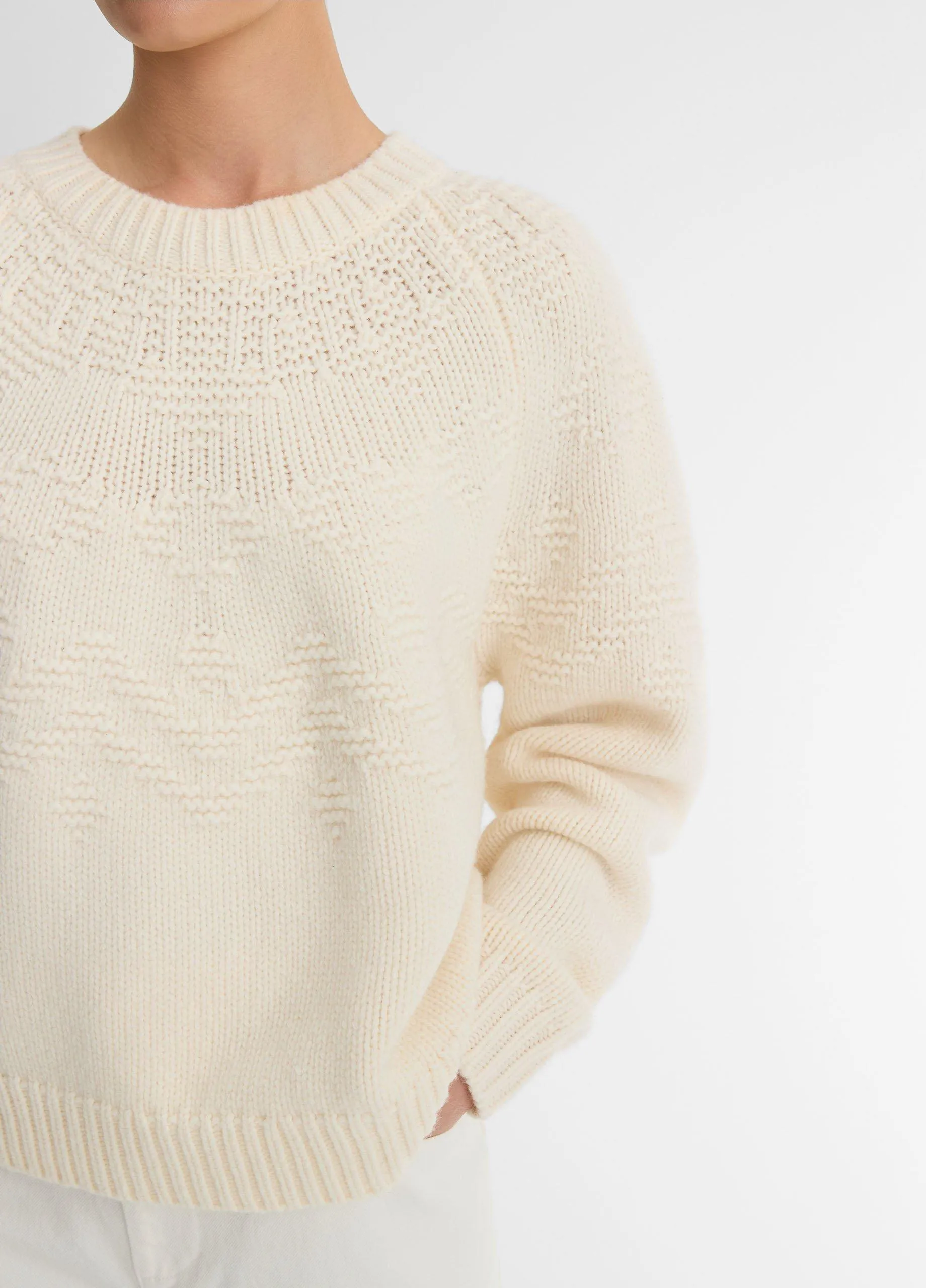 Fair Isle Textured Wool Raglan Sweater