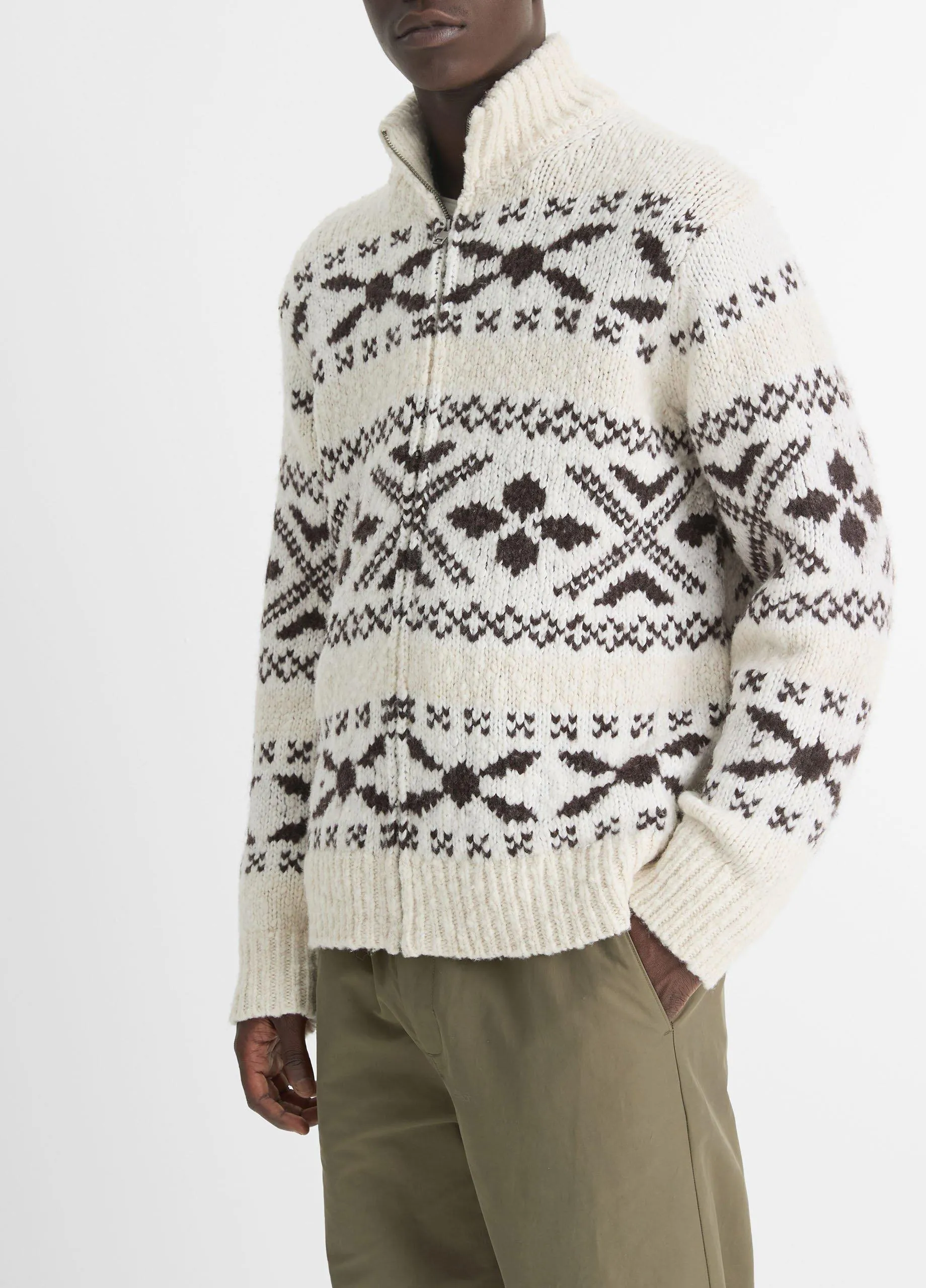 Fair Isle Wool-Blend Full-Zip Sweater