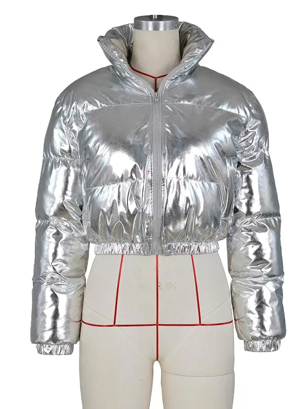 Glossy Parka Women Crop Jacket