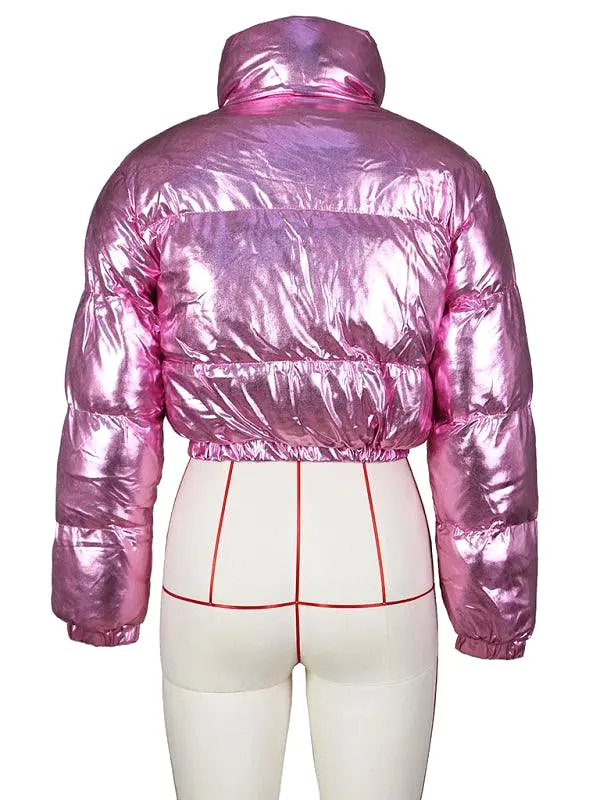 Glossy Parka Women Crop Jacket