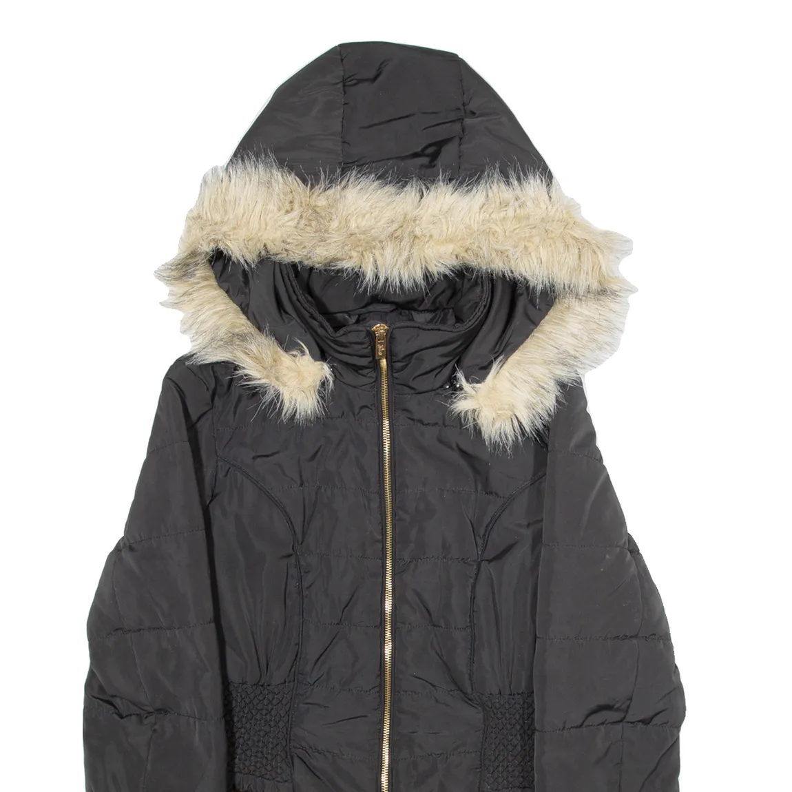 GUESS Insulated Womens Parka Jacket Black Hooded M