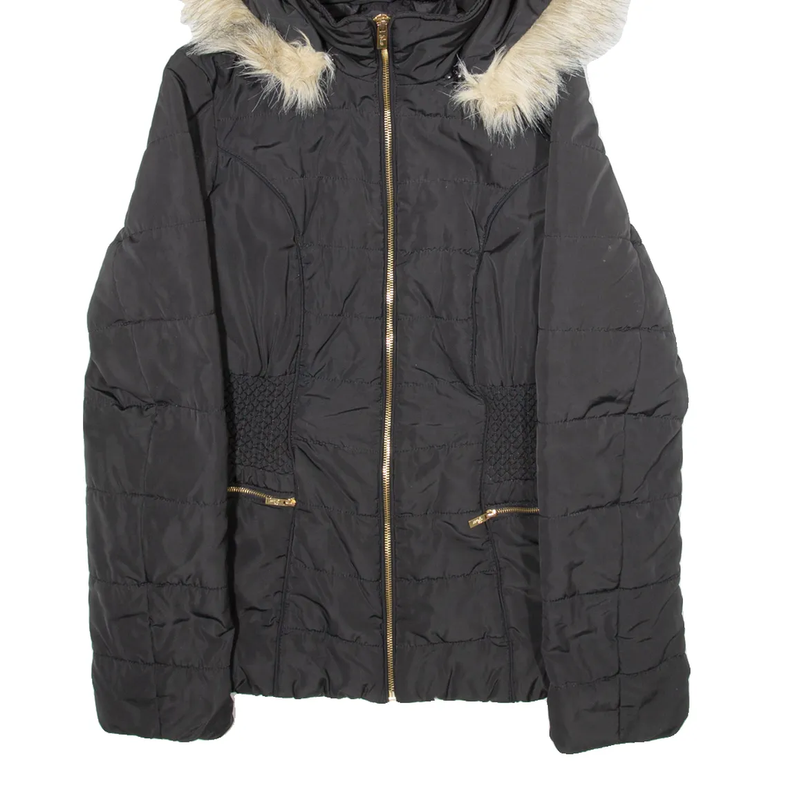 GUESS Insulated Womens Parka Jacket Black Hooded M