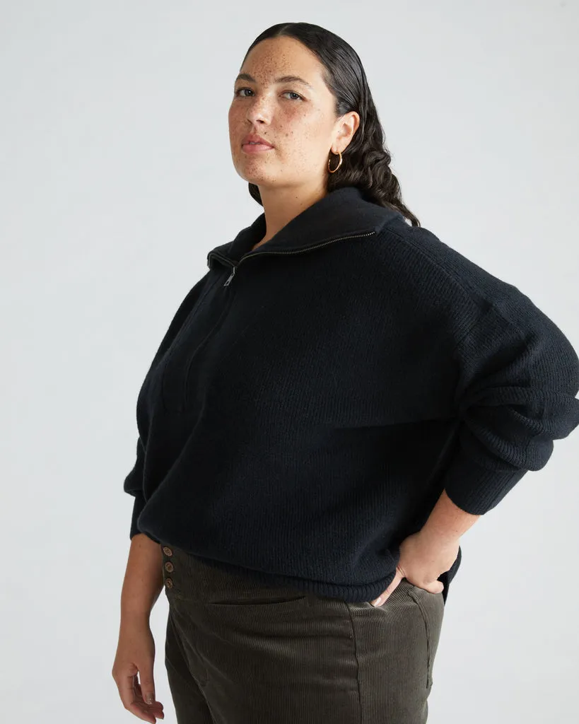 Half Zip Eco Blanket Sweater - Black