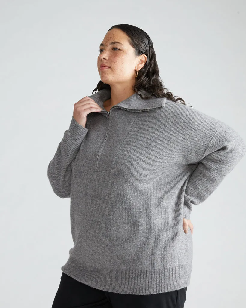 Half Zip Eco Blanket Sweater - Perfect Grey