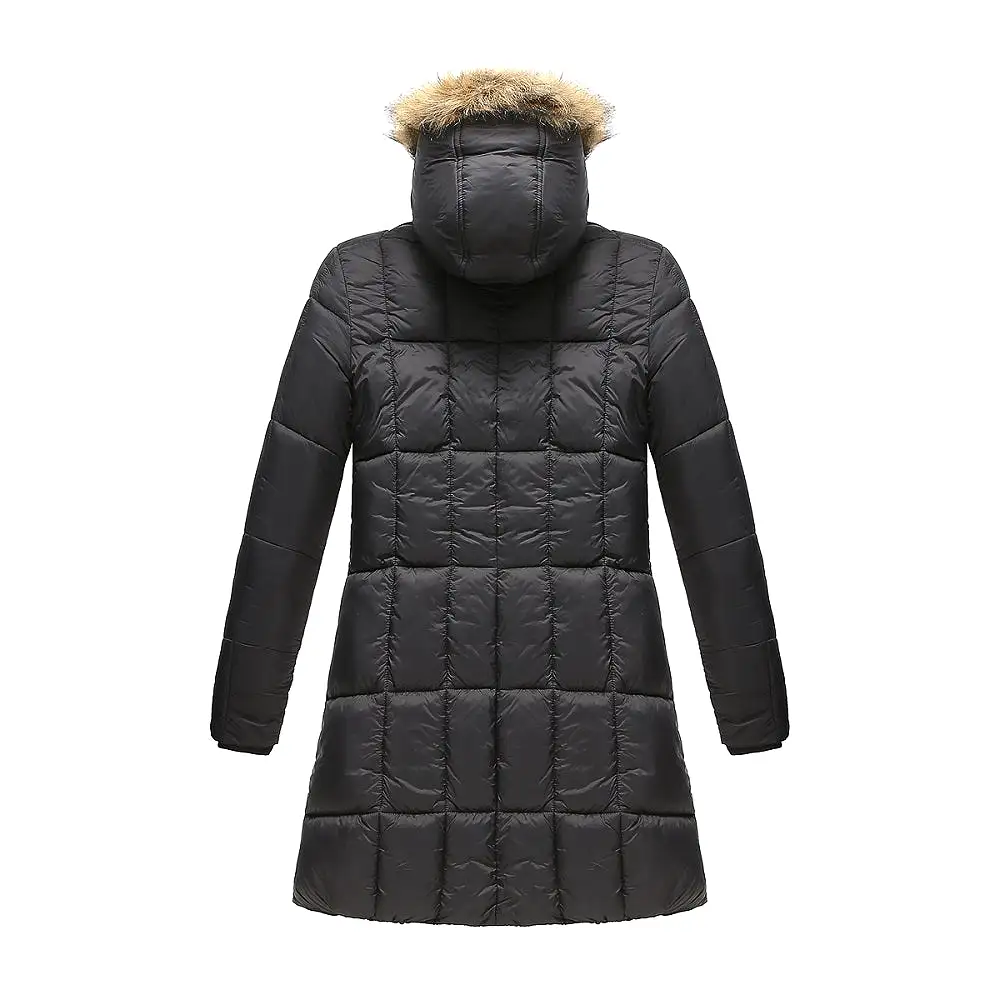 Haute Edition Women's Mid-Length Puffer Parka Coat with Faux Fur-lined Hood