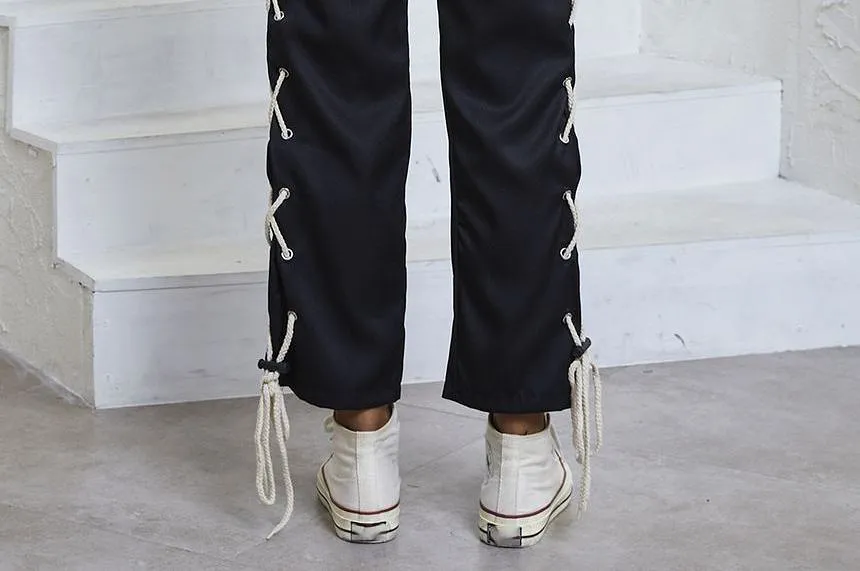 High Waist Side Lace-Up Straight-Fit Sweatpants ZJ8