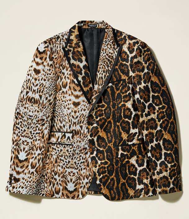 Inserch Leopard & Cheeta Print Tux Blazer BL200-25 Brown