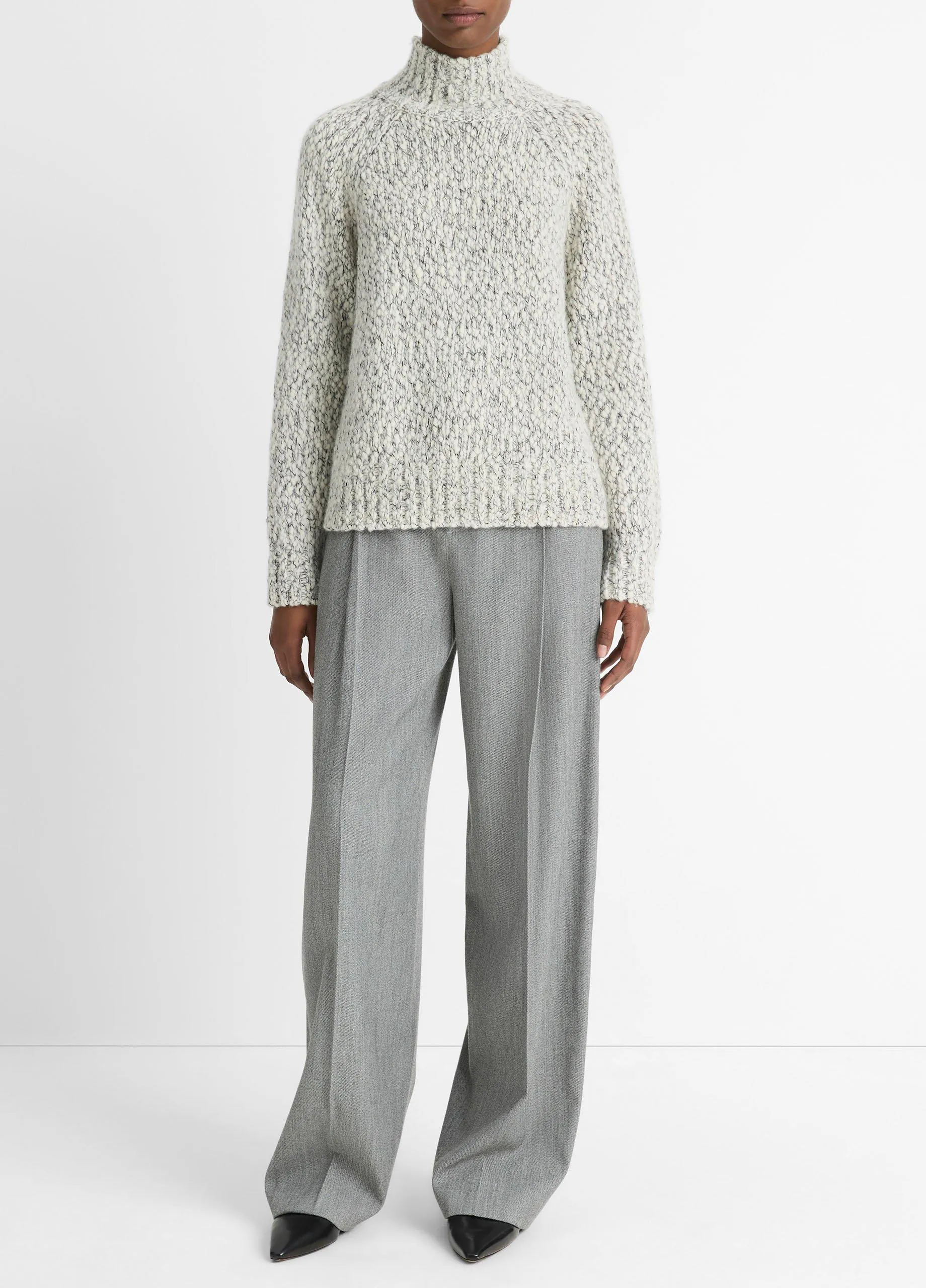 Italian Marled Wool-Blend Turtleneck Sweater