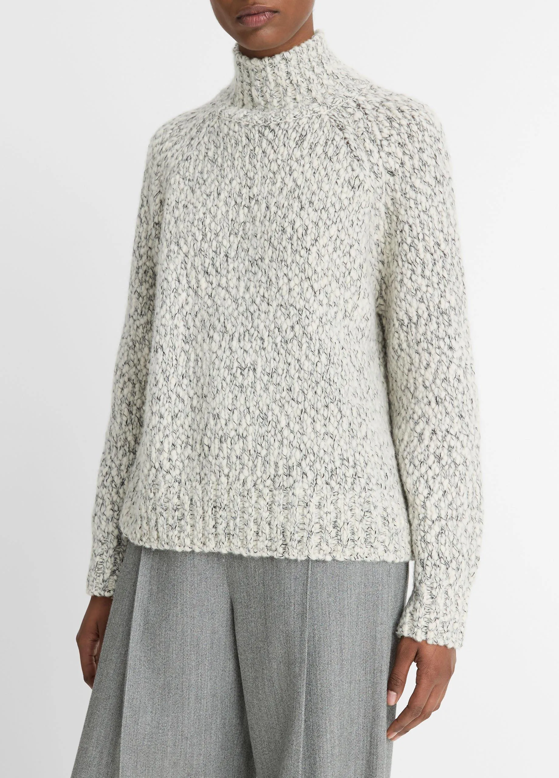 Italian Marled Wool-Blend Turtleneck Sweater