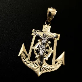 Jesus Anchor DC 10K Yellow Gold Pendant