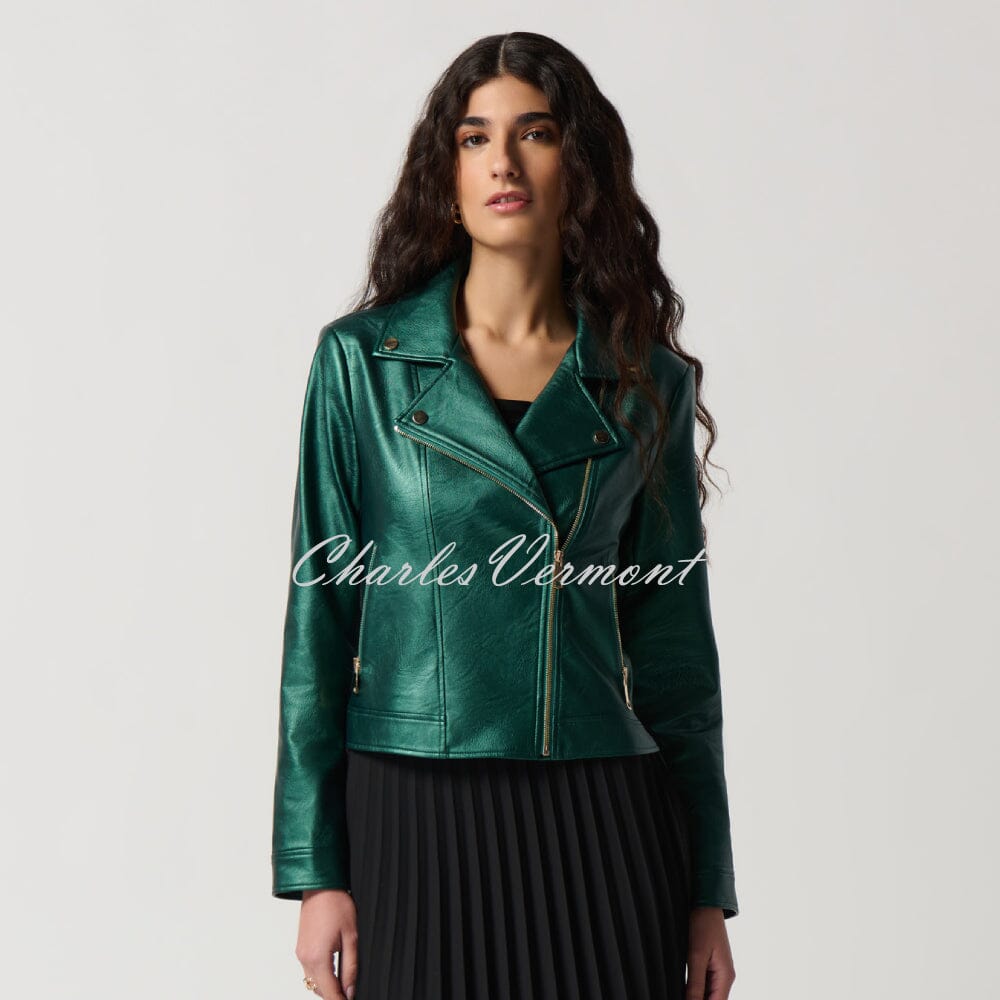 Joseph Ribkoff Metallic Faux Leather Biker Jacket - Style 234902