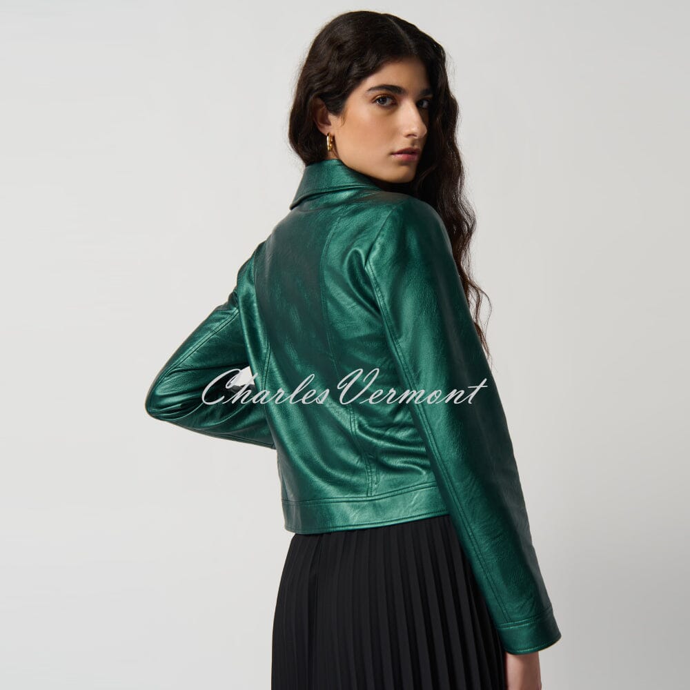 Joseph Ribkoff Metallic Faux Leather Biker Jacket - Style 234902