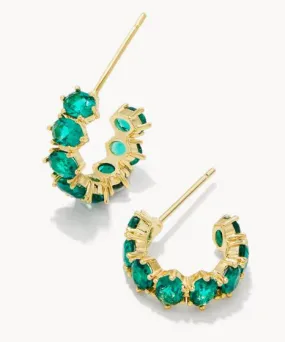 Kendra Scott Cailin Crystal Huggie Earrings - Green/Gold