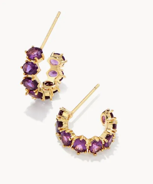 Kendra Scott Cailin Crystal Huggie Earrings - Purple/Gold