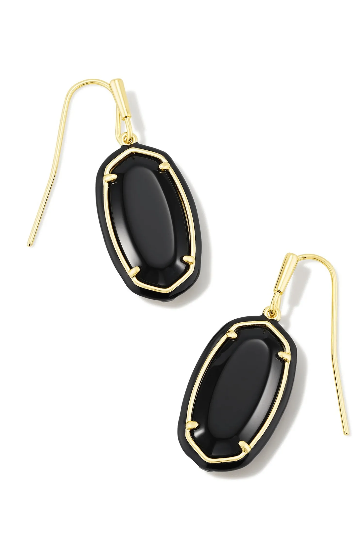 Kendra Scott Dani Enamel Frame Drop Earring-- Gold Black Agate