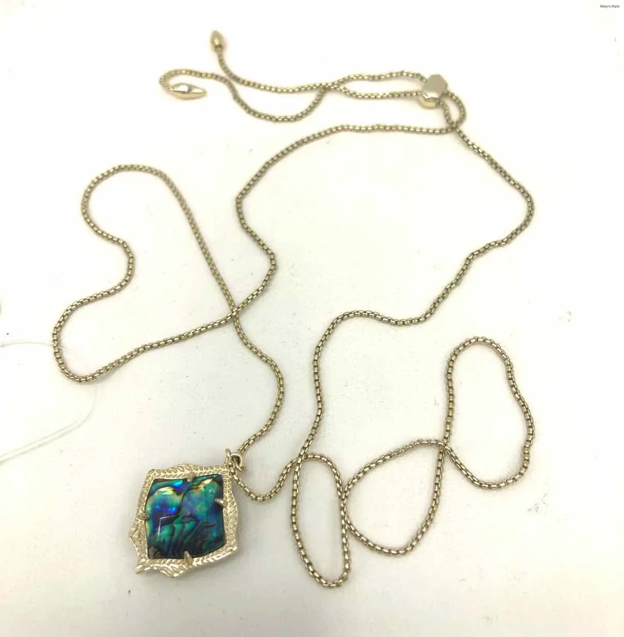 KENDRA SCOTT Goldtone Blue Multi Abalone Pre Loved Adjustable 29 Necklace