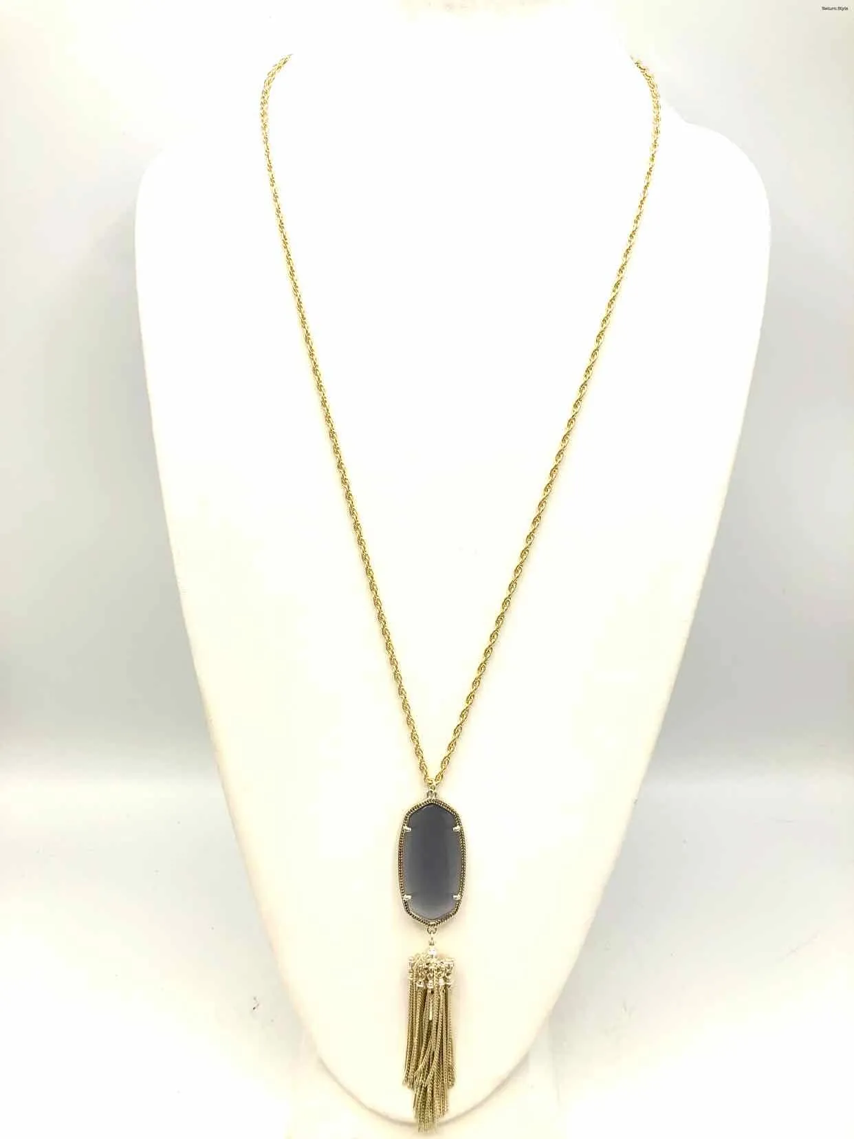 KENDRA SCOTT Goldtone Gray Tassell Necklace