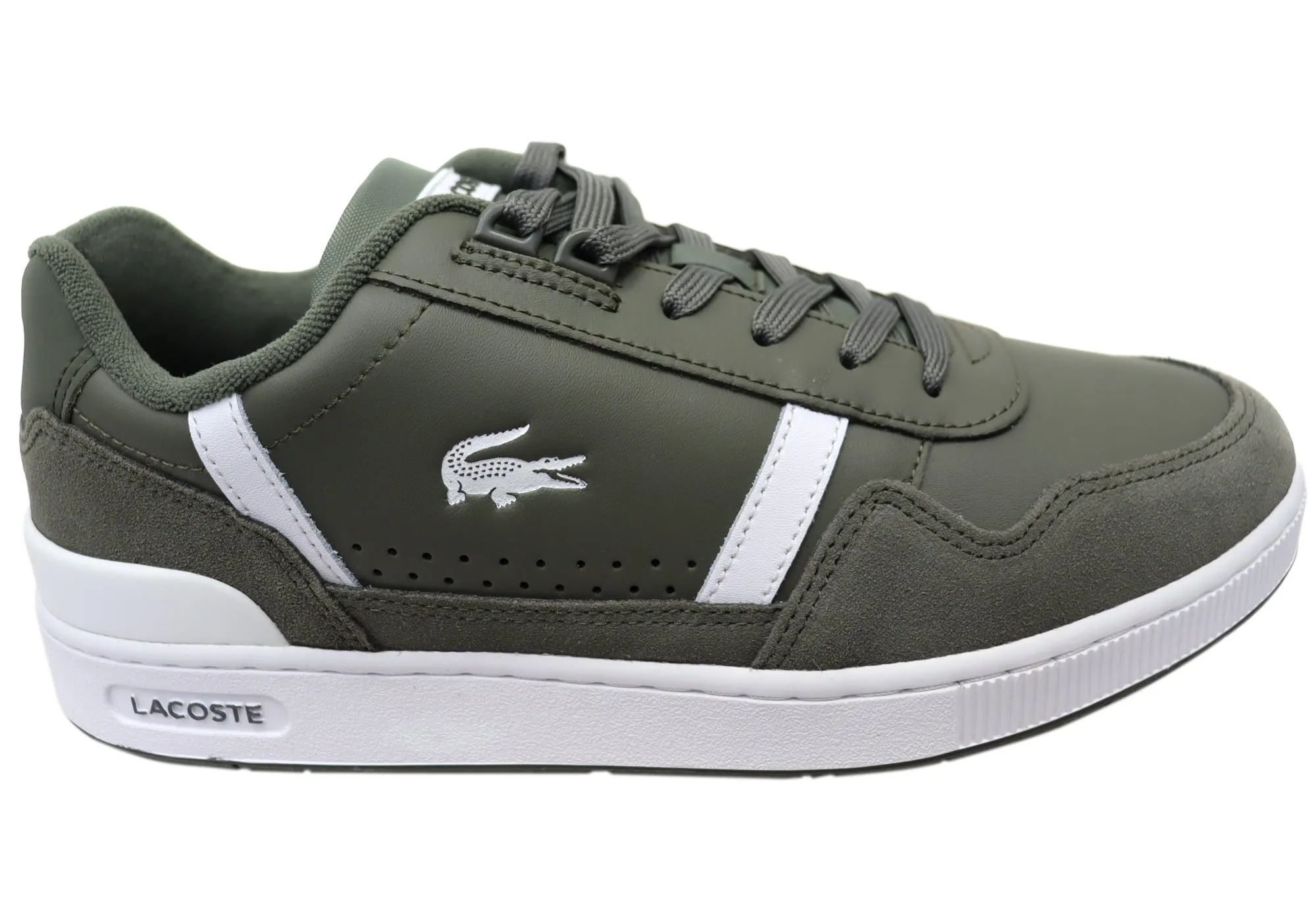 Lacoste Mens Comfortable Leather T Clip BiColour Sneakers