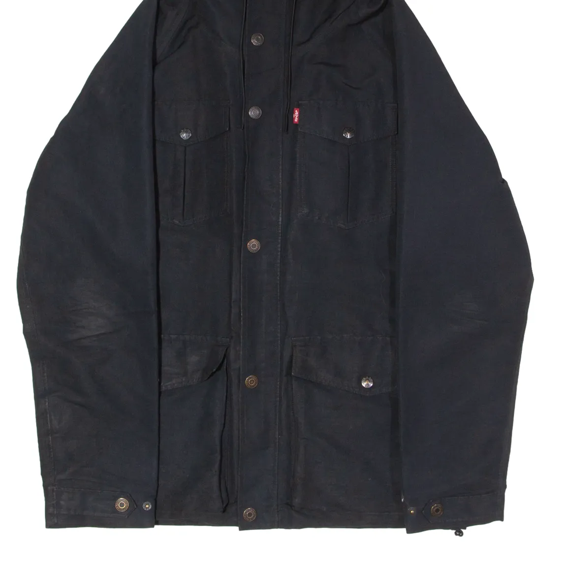 LEVI'S Lightweight Mens Parka Jacket Black Hooded M