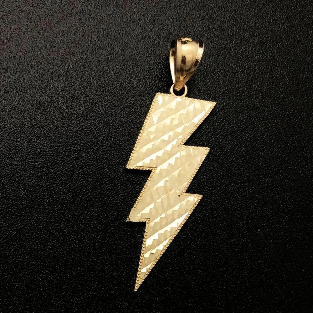 Lightning Bolt DC 10K Yellow Gold Pendant