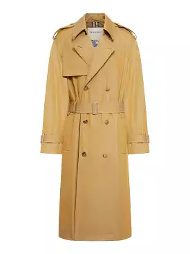 Long gabardine trench coat