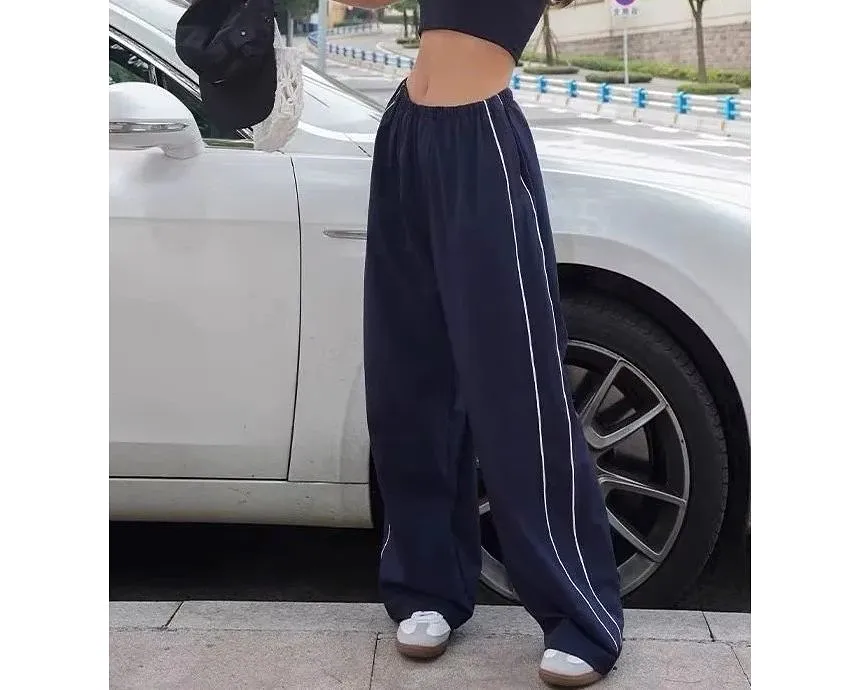 Low Rise Striped Loose-Fit Wide-Leg Sweatpants dd23