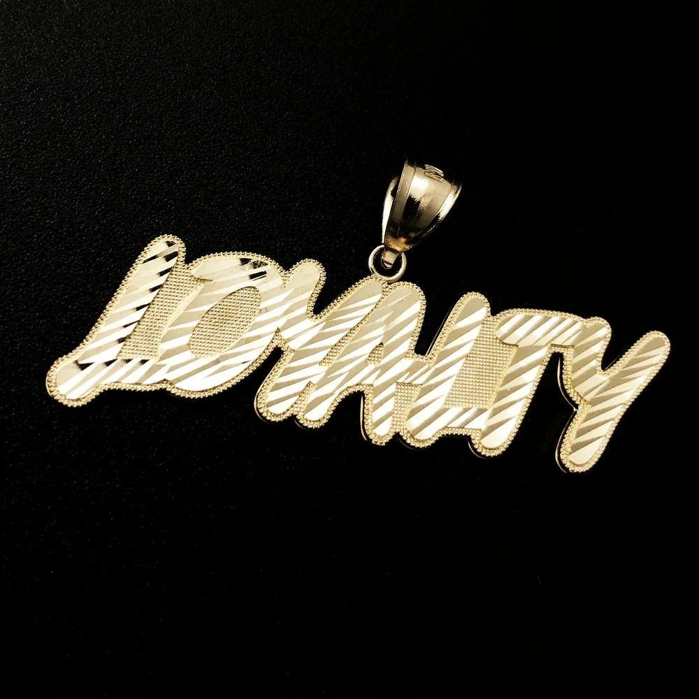 Loyalty Graffiti Script DC 10K Yellow Gold Pendant