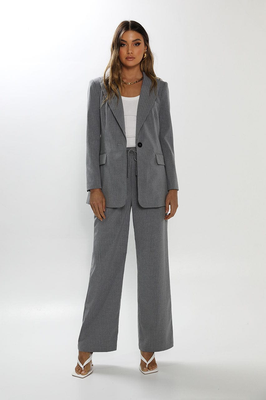 Madison The Label Ricky Blazer Pinstripe - Grey