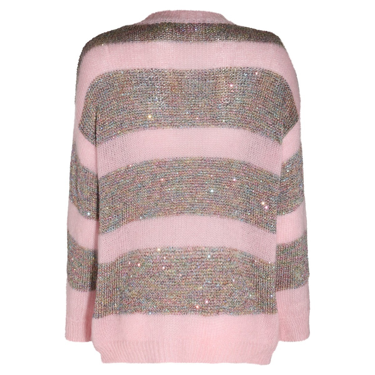 MARNI  |Sweater in striped pink mohair and wool