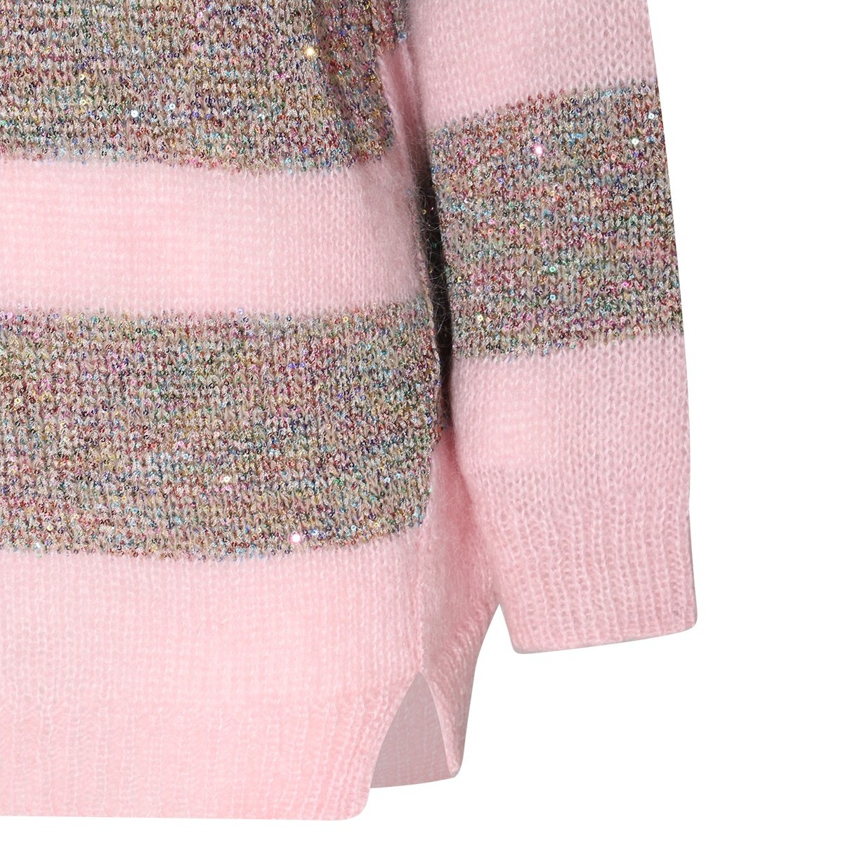 MARNI  |Sweater in striped pink mohair and wool