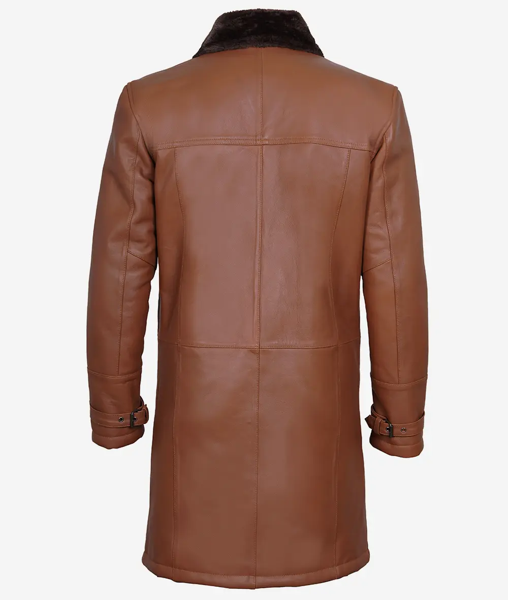 Men's Leather Shearling Coat Brown​ - Winter Coat