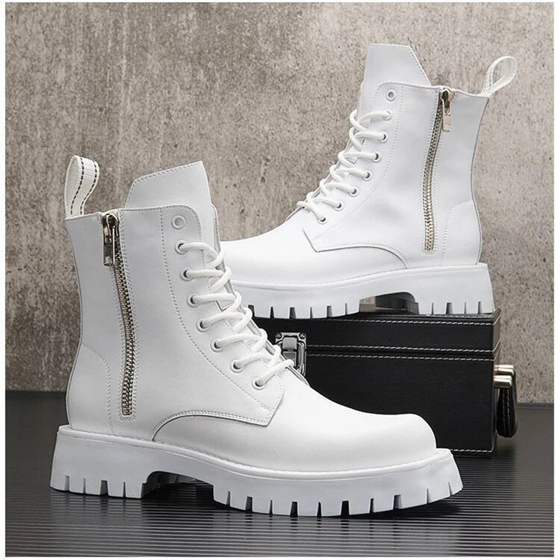 Men's Casual Punk Moto Biker Style Handmade High Top Ankle Boots