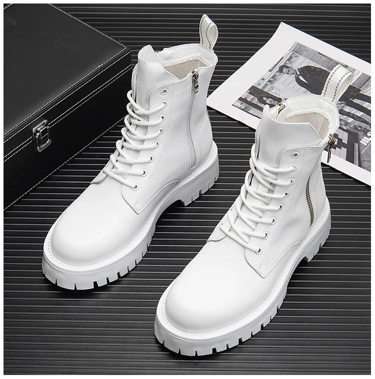 Men's Casual Punk Moto Biker Style Handmade High Top Ankle Boots