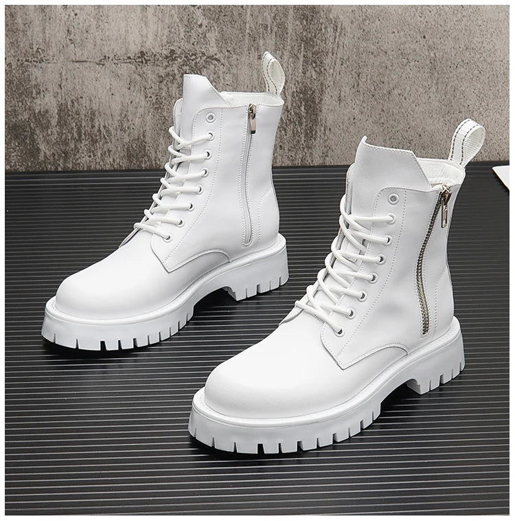 Men's Casual Punk Moto Biker Style Handmade High Top Ankle Boots