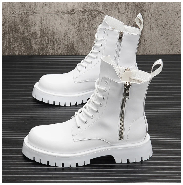 Men's Casual Punk Moto Biker Style Handmade High Top Ankle Boots