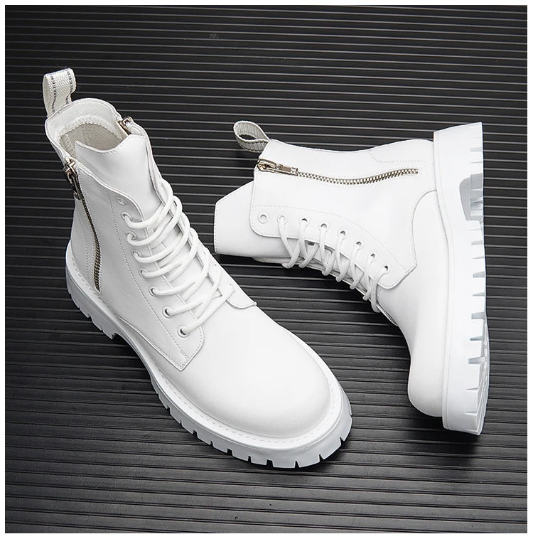 Men's Casual Punk Moto Biker Style Handmade High Top Ankle Boots