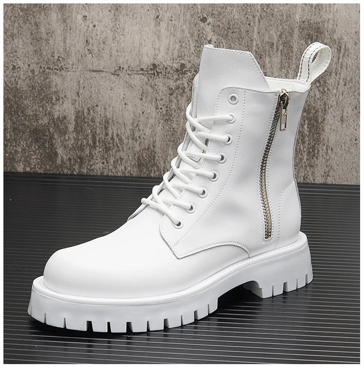 Men's Casual Punk Moto Biker Style Handmade High Top Ankle Boots