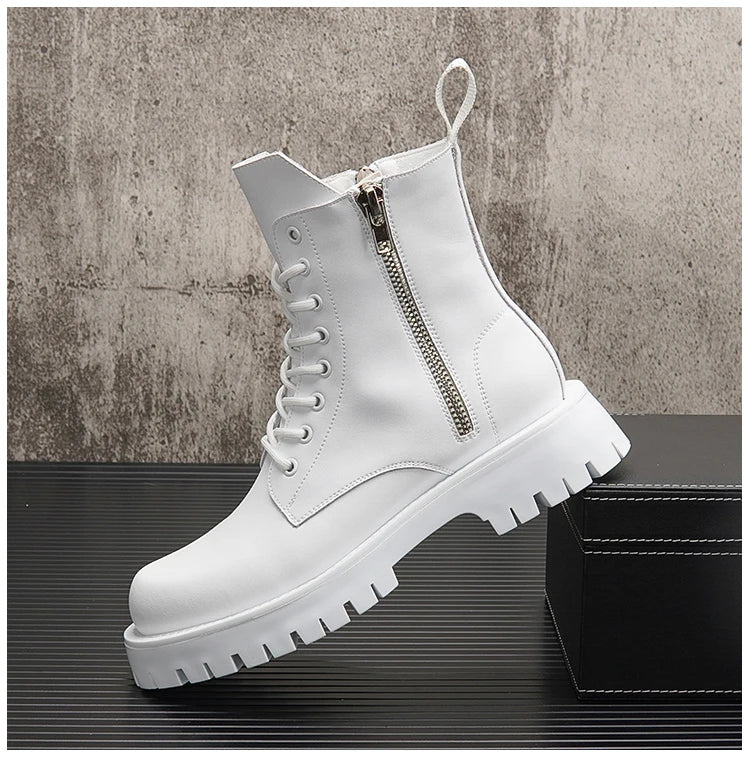 Men's Casual Punk Moto Biker Style Handmade High Top Ankle Boots