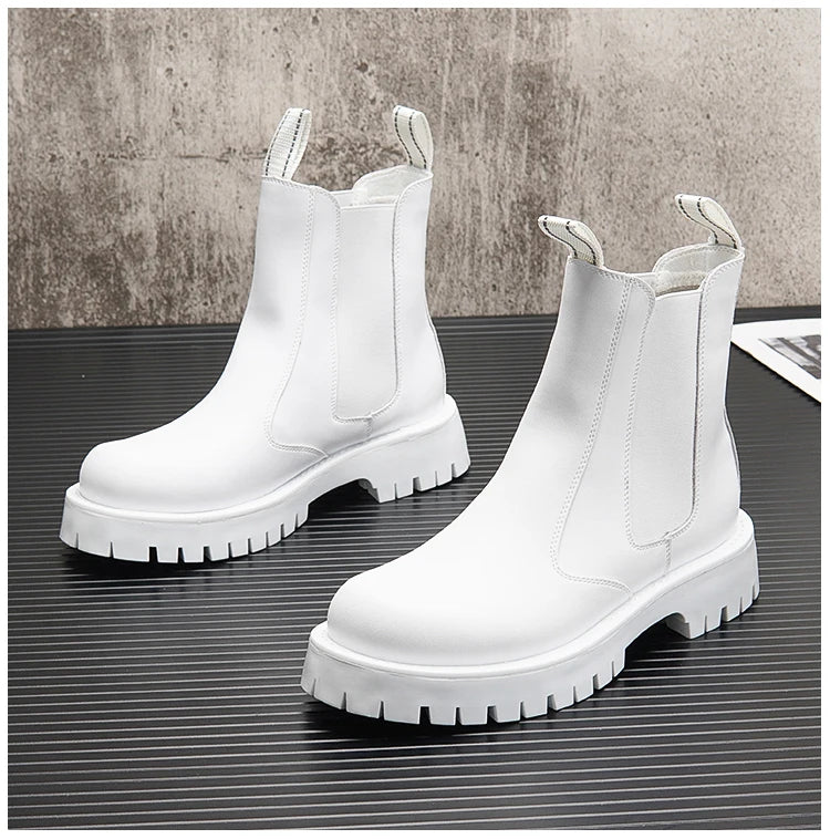 Men's Casual Punk Moto Biker Style Handmade High Top Ankle Boots