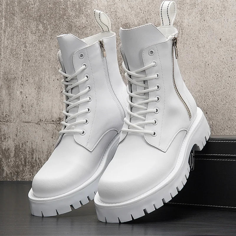 Men's Casual Punk Moto Biker Style Handmade High Top Ankle Boots