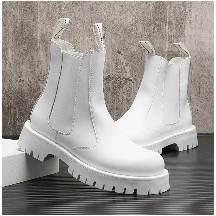 Men's Casual Punk Moto Biker Style Handmade High Top Ankle Boots