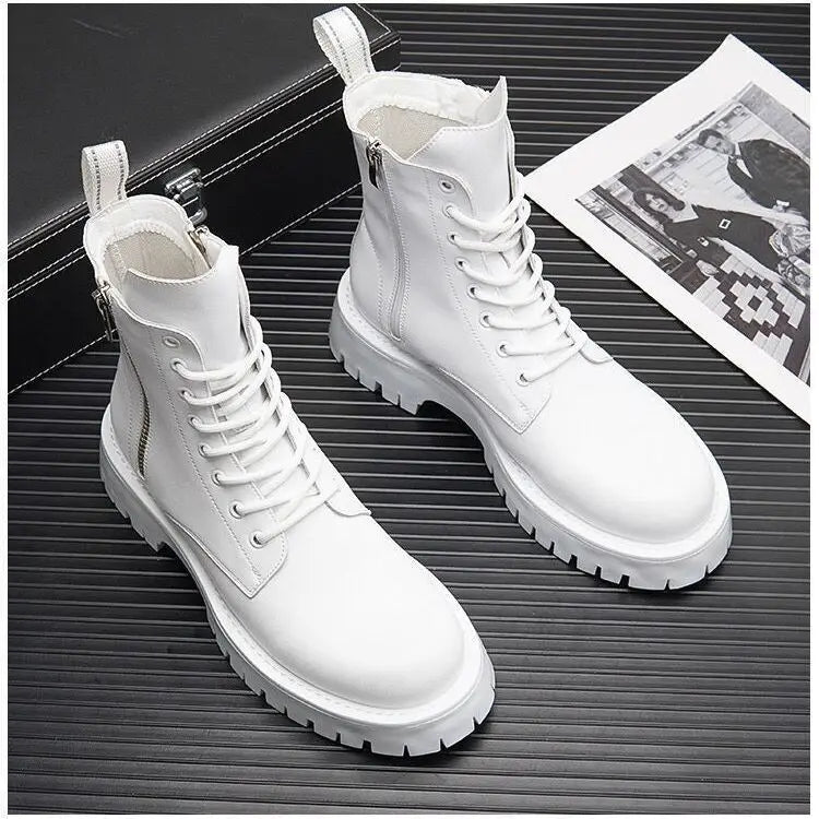 Men's Casual Punk Moto Biker Style Handmade High Top Ankle Boots