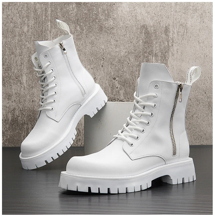 Men's Casual Punk Moto Biker Style Handmade High Top Ankle Boots