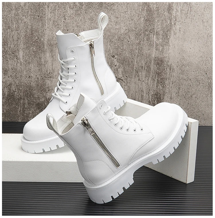 Men's Casual Punk Moto Biker Style Handmade High Top Ankle Boots